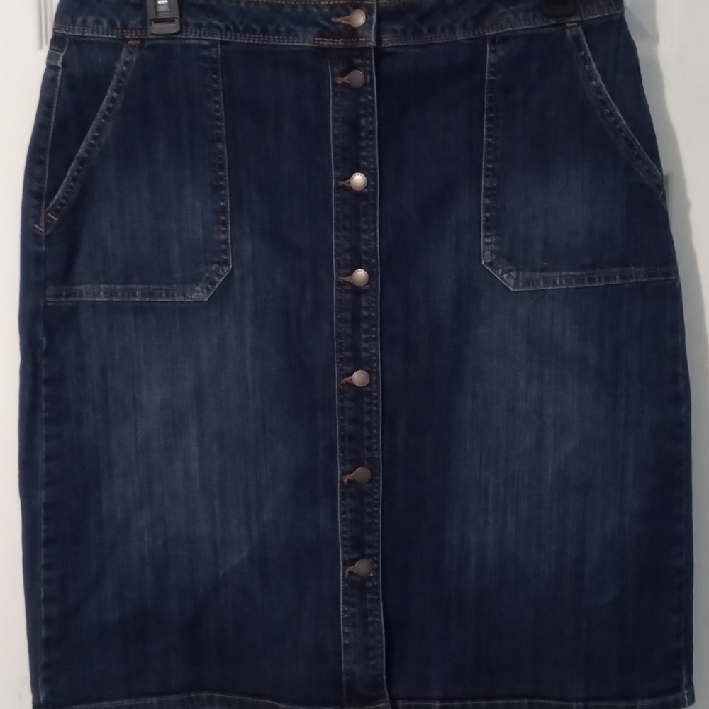 Liz Claiborne Navy Button-Front Pencil Skirt